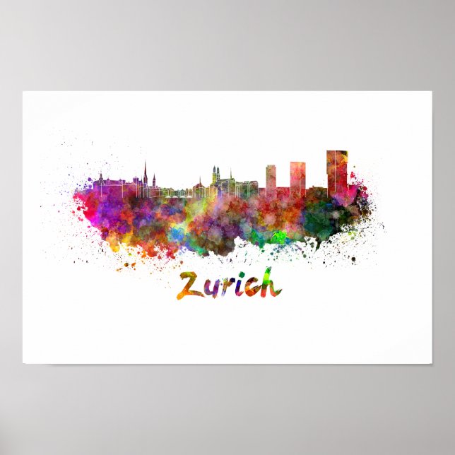 Affiche Aquarelle de Zurich (Devant)