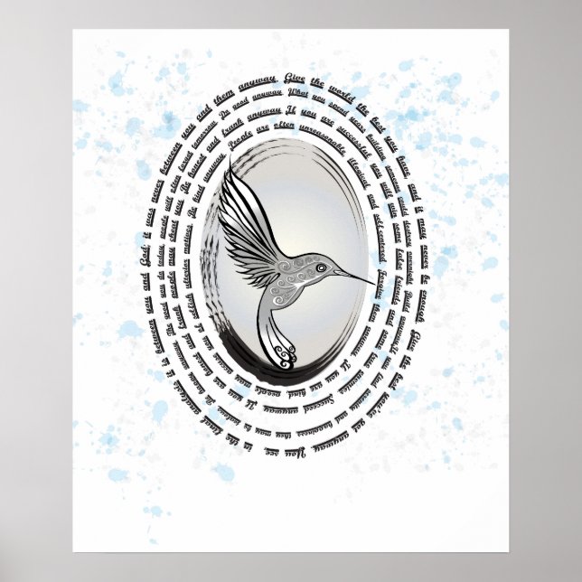 Affiche Aquarelle d'encre de colibri (Devant)