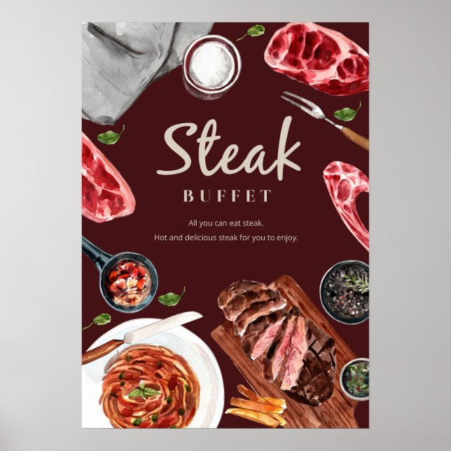 Affiche Aquarelle des aliments à vapeur (Devant)