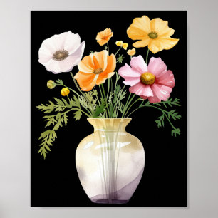 Affiche Aquarelle des fleurs de vase imprimable