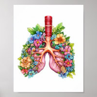Aquarelle des poumons humains floraux