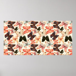 Affiche Aquarelle dessinée à la main sans couture motif 