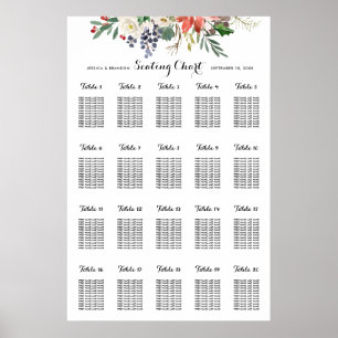 Affiche Aquarelle d'hiver Mariage floral assis par table