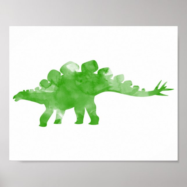 Affiche Aquarelle Dino Dinosaur Baby Boy Nursery Imprimer (Devant)