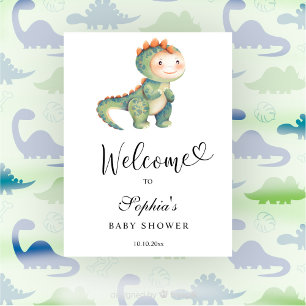 Affiche Aquarelle Dinosaur - baby shower de bienvenue