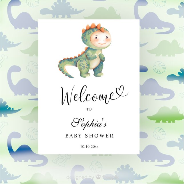 Affiche Aquarelle Dinosaur - baby shower de bienvenue (Créateur téléchargé)