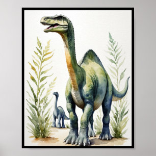 Affiche Aquarelle Diplodocus Dinosaur Wallart