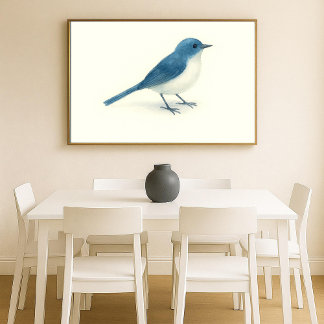 Affiche Aquarelle d'Oiseau bleu