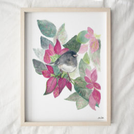 Affiche Aquarelle d'Oiseau foncé Junco
