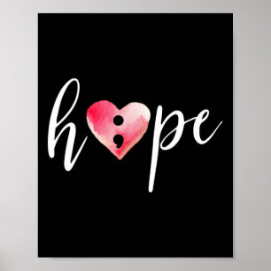 Affiche Aquarelle du coeur de Semicolon Hope - Prix du sui