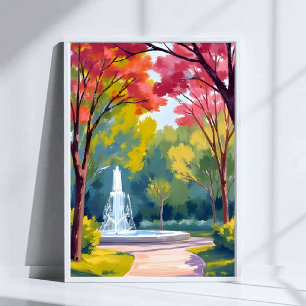 Affiche Aquarelle du feuillage d'automne du parc d'automne