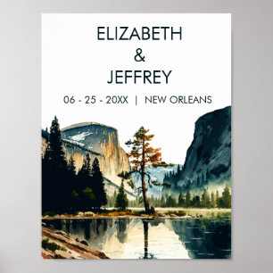 Affiche Aquarelle du Mariage du parc national Yosemite