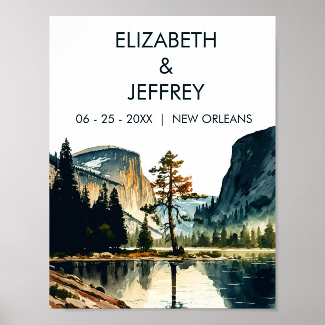 Affiche Aquarelle du Mariage du parc national Yosemite (Devant)
