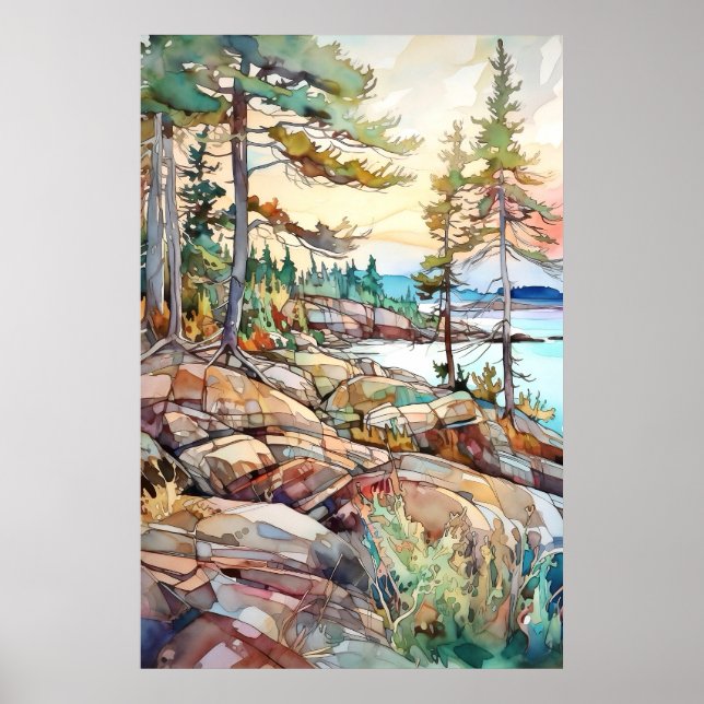 Affiche Aquarelle du Parc national d'Acadia (Devant)