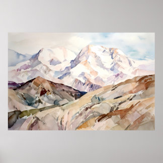 Affiche Aquarelle du Parc national de Denali