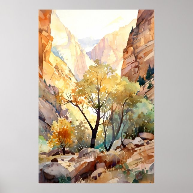 Affiche Aquarelle du Parc national de Zion (Devant)