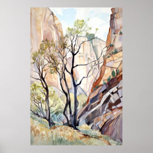 Affiche Aquarelle du Parc national de Zion