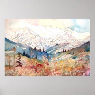 Affiche Aquarelle du Parc national Denali
