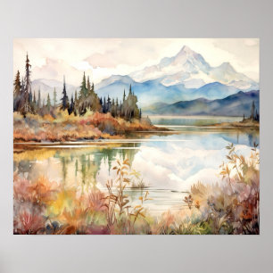 Affiche Aquarelle du Parc National Denali