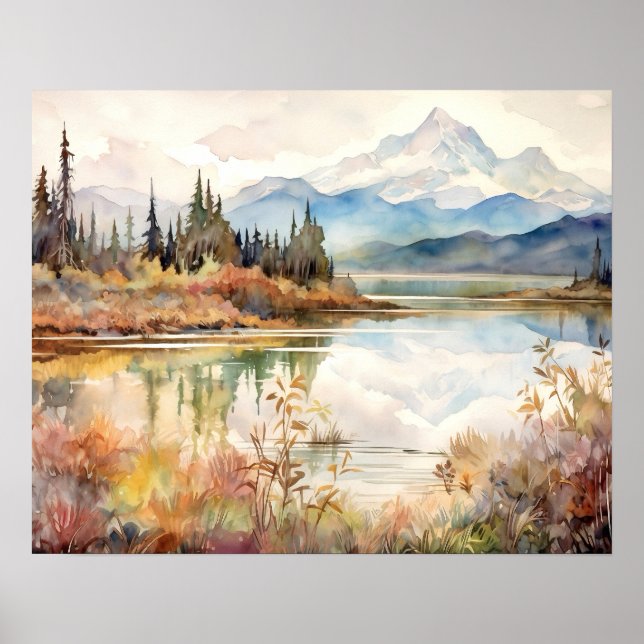 Affiche Aquarelle du Parc National Denali (Devant)