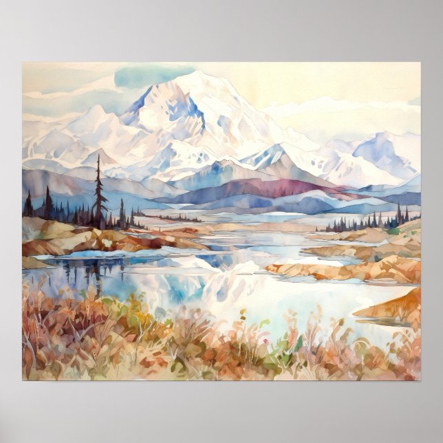 Affiche Aquarelle du Parc national Denali (Devant)