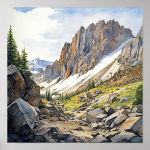 Affiche Aquarelle du parc national des Rocheuses