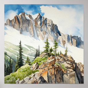 Affiche Aquarelle du parc national des Rocheuses