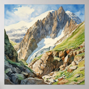 Affiche Aquarelle du parc national des Rocheuses