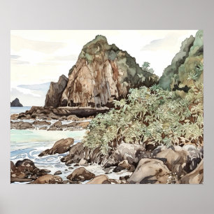 Affiche Aquarelle du parc national des Samoa américaines