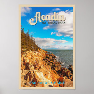 Affiche Aquarelle du port du bar du Parc national Acadia