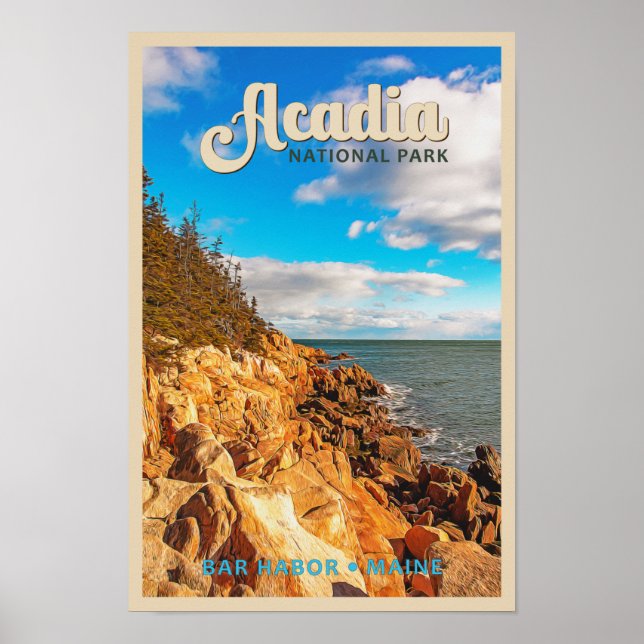 Affiche Aquarelle du port du bar du Parc national Acadia (Devant)