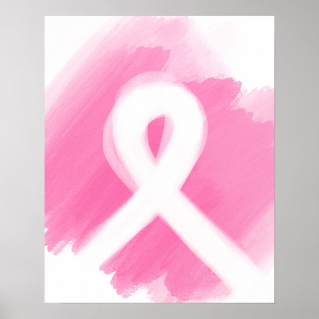 Affiche Aquarelle du ruban de sensibilisation au cancer du (Devant)