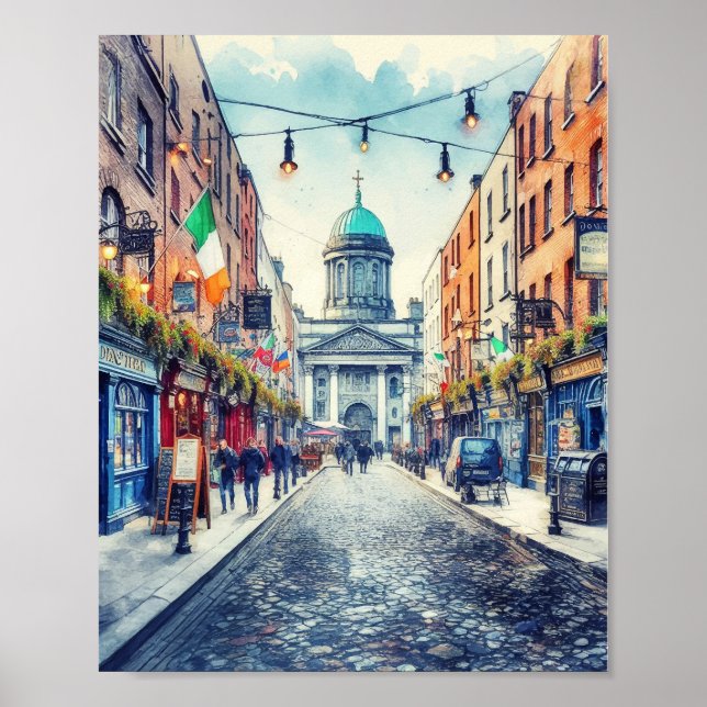 Affiche Aquarelle Dublin Irlande (Devant)