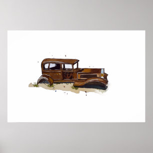 Affiche Aquarelle d'une coquille rouillée d'un pick-up