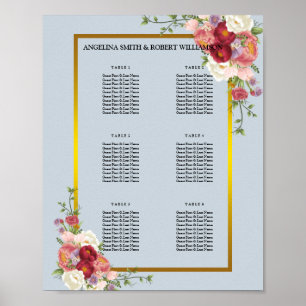 Affiche Aquarelle Dusty Gris Or Blush Peach Mariage