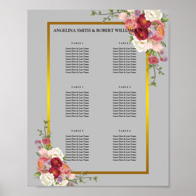 Affiche Aquarelle Dusty Gris Or Blush Pos Mariage (Devant)