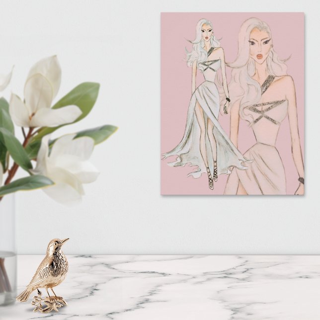 Affiche Aquarelle Dusty Rose Vogue Modèle mode (Créateur téléchargé)