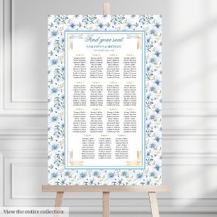 Affiche Aquarelle éblouissante Dusty Blue Gold Seize Chart