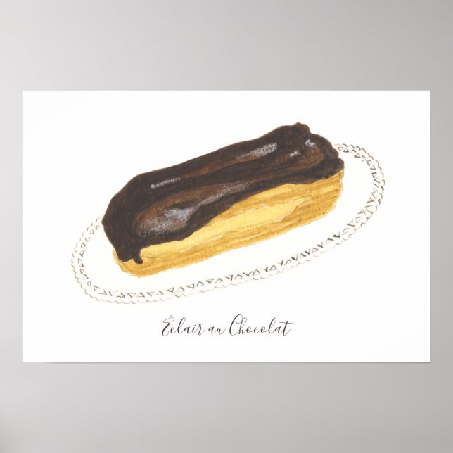 Affiche Aquarelle Éclair au Chocolat (Devant)