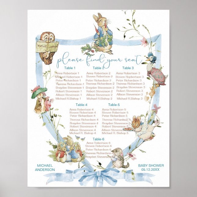 Affiche Aquarelle Elegant Fleur sauvage Peter Rabbit bébé  (Devant)