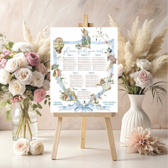 Affiche Aquarelle Elegant Fleur sauvage Peter Rabbit bébé  (Créateur téléchargé)