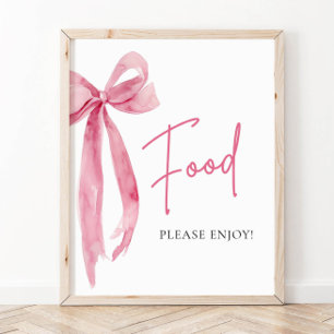 Affiche Aquarelle Élégante Bow Rose Bleu Signal alimentair