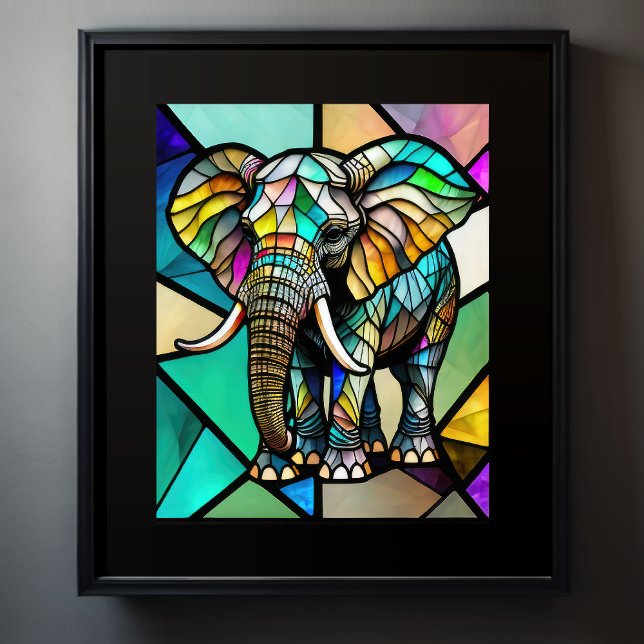 Affiche Aquarelle Eléphant en verre tendu (Créateur téléchargé)