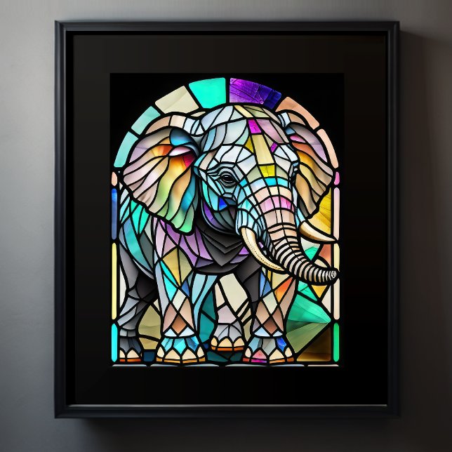Affiche Aquarelle Eléphant en verre tendu (Créateur téléchargé)