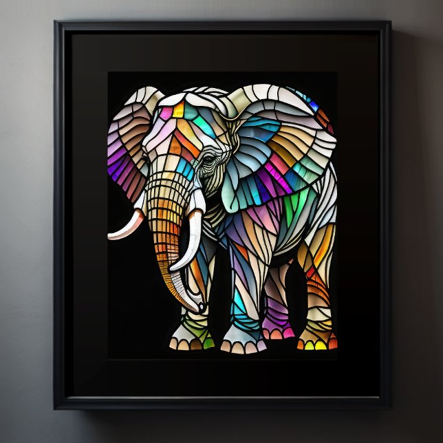 Affiche Aquarelle Eléphant en verre tendu (Créateur téléchargé)