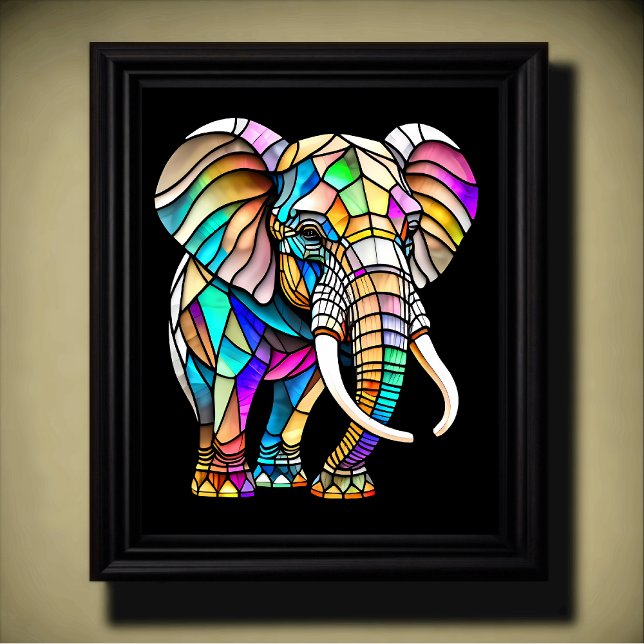 Affiche Aquarelle Eléphant en verre tendu 4:5 (Créateur téléchargé)