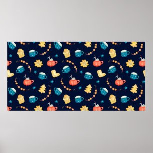 Affiche Aquarelle en motif transparent avec pains d'épices