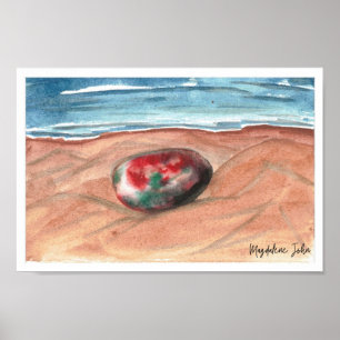 Affiche Aquarelle en pierre sur une plage de la mer Baltiq