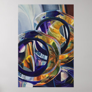 Affiche Aquarelle en verre d'art "Scotch on Rocks"