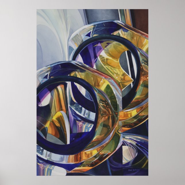 Affiche Aquarelle en verre d'art "Scotch on Rocks" (Devant)